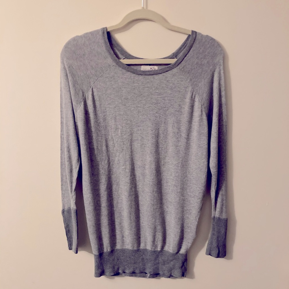 Vintage Shrinking Violet Long Grey Sweater with Silver Buttons Extra Small